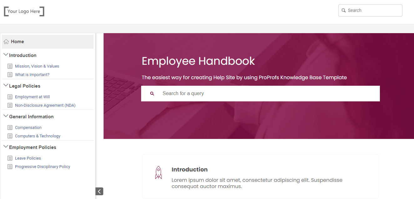 Employee handbook templates