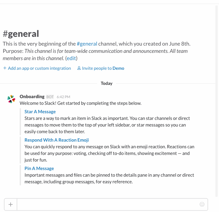 Slack customer onboarding example