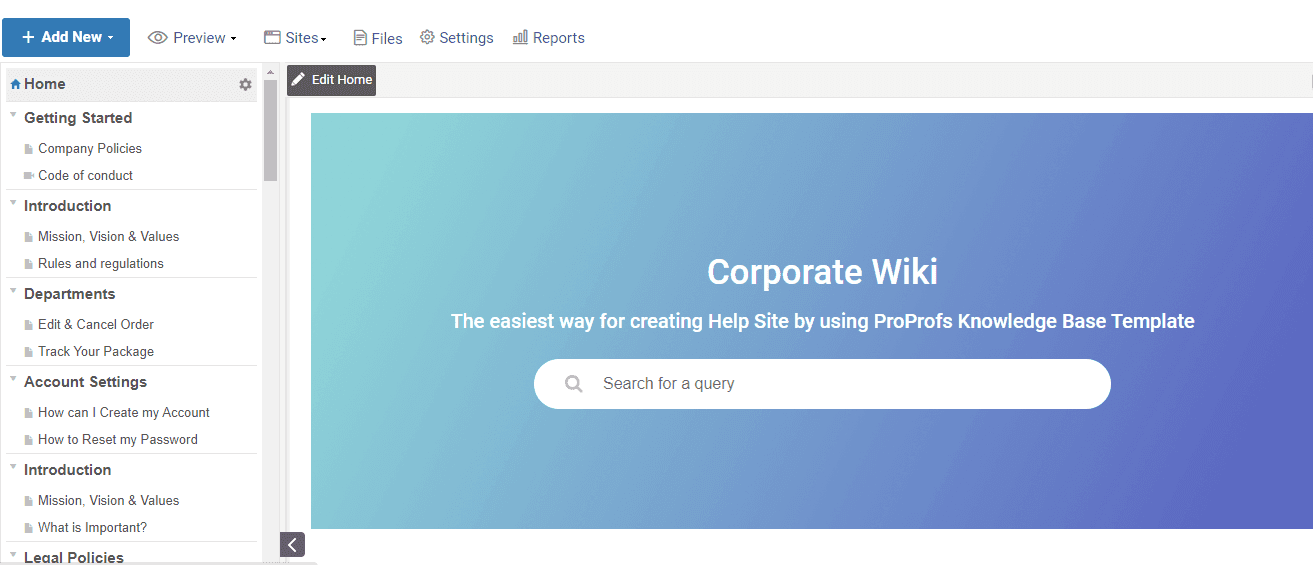 Use corporate wiki template