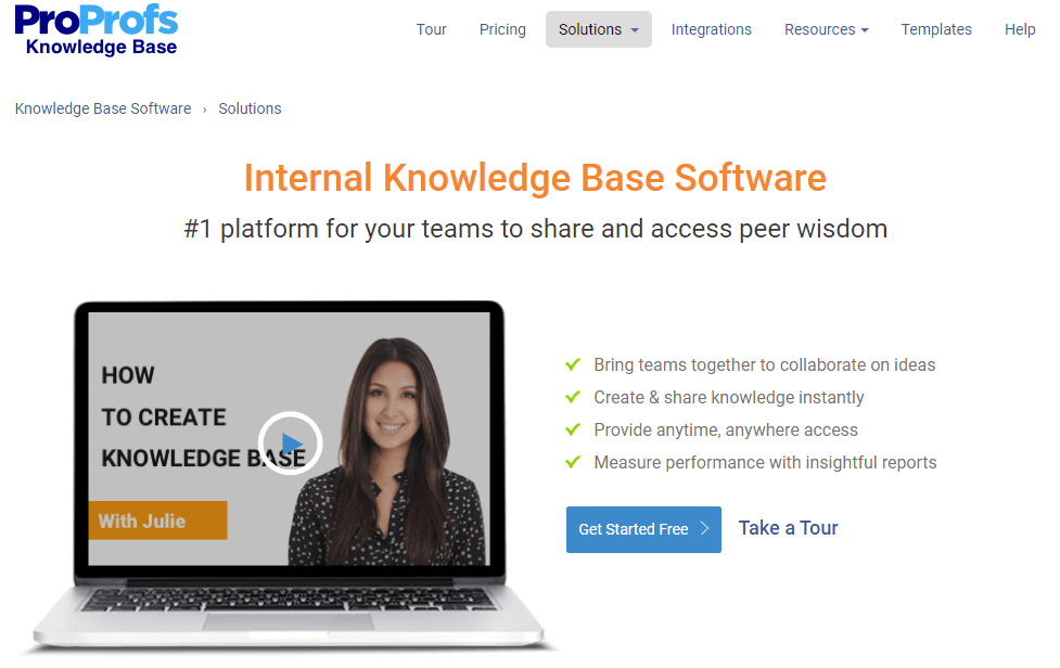 ProProfs internal knowledge base software