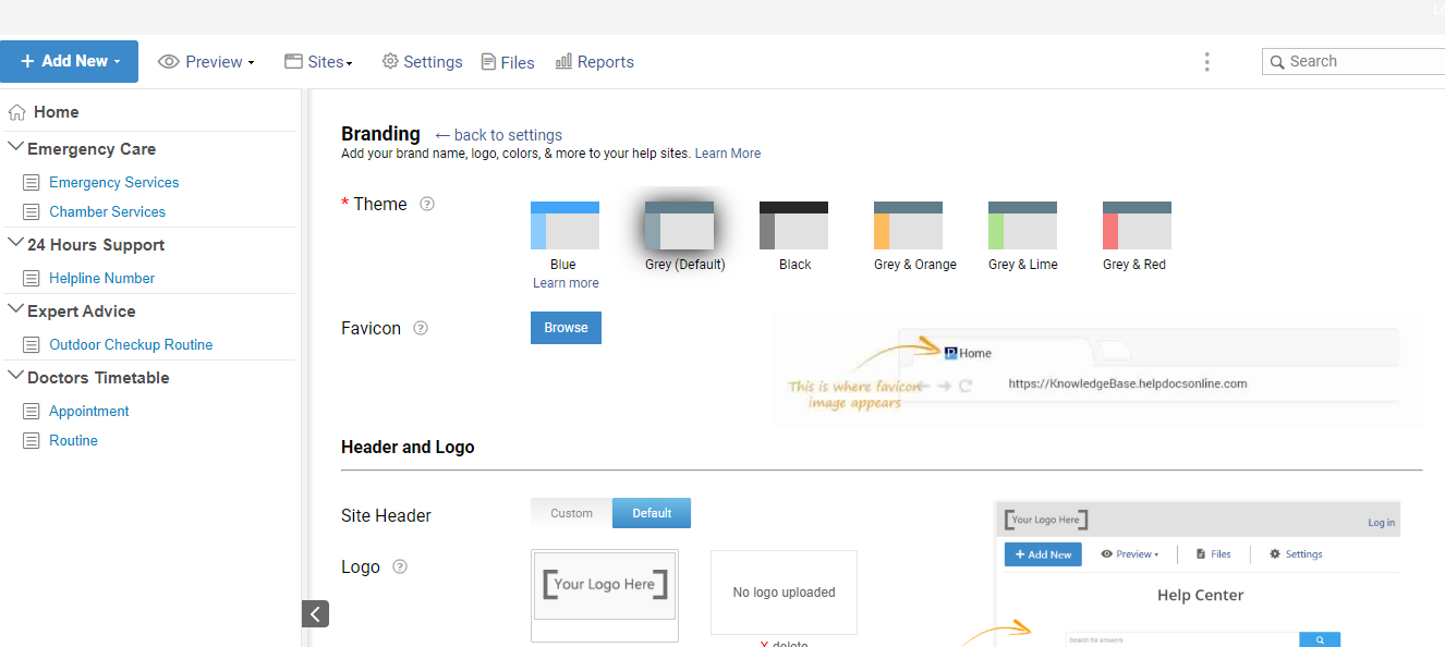 knowledge base branding and customization