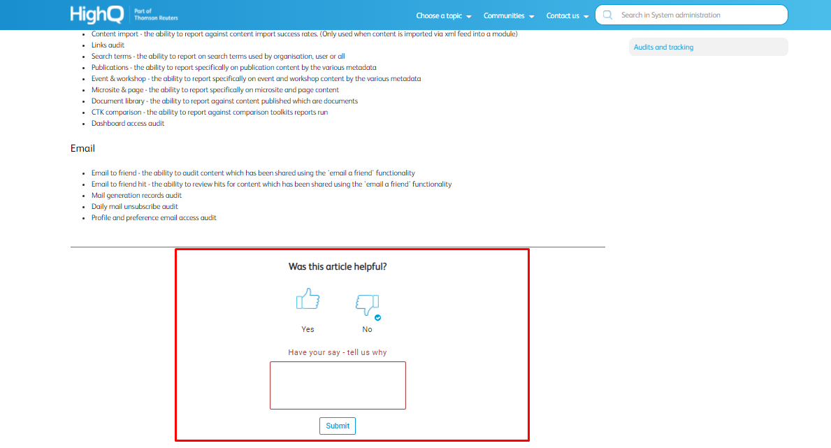 Feedback on knowledge base articles