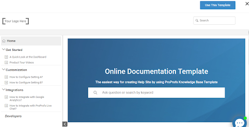 Online documentation templates