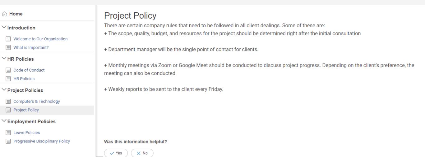 Project policy under internal wiki