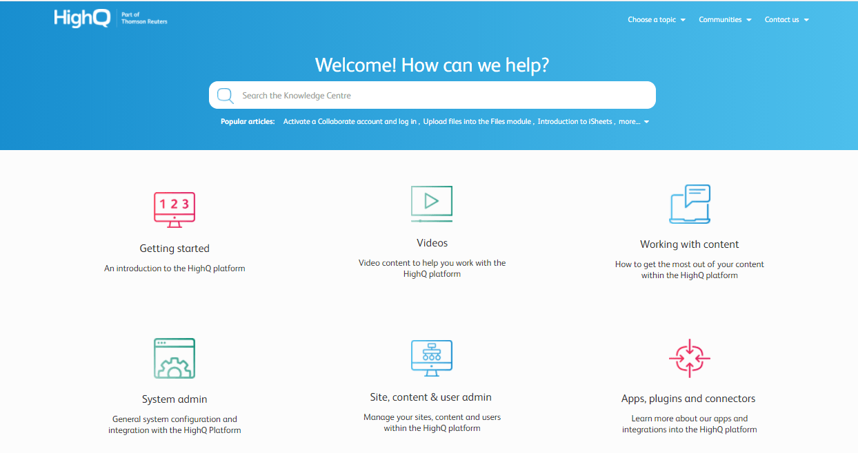 HighQ Customer Portal example