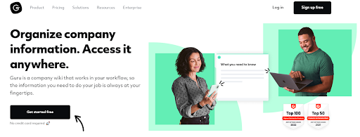Guru works as a company wiki that assists in employee onboarding and internal communication