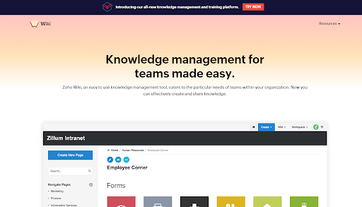 Zoho Wiki is a simple knowledge management tool