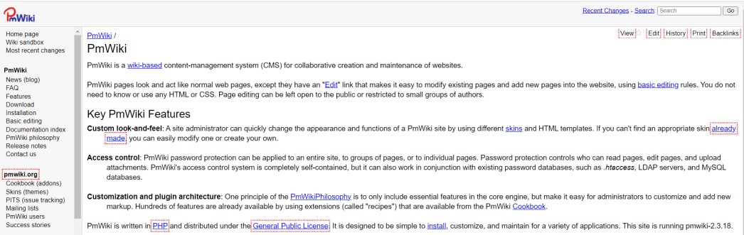 PmWiki is a robust content management system