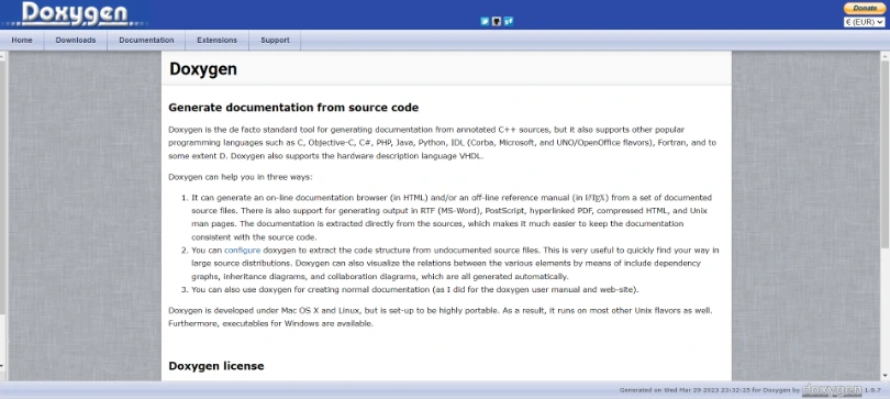 Doxygen on of the best software documentation software