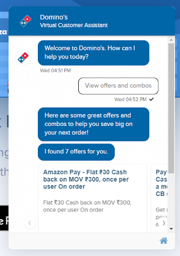 Domino's virtual customer assistant 