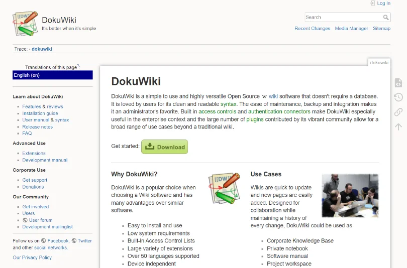 DokuWiki is a versatile open-source wiki software