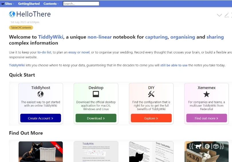 TiddlyWiki corporates wiki software