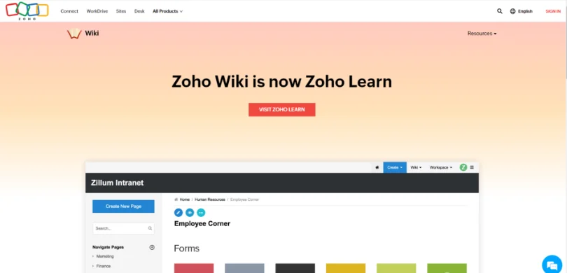  Zoho Wiki software