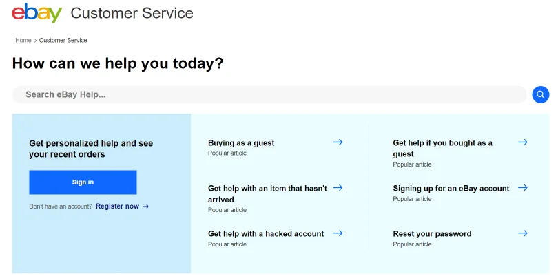 Ebay Customer Service knowledge base