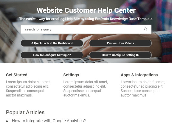 Website Customer Help Center Template